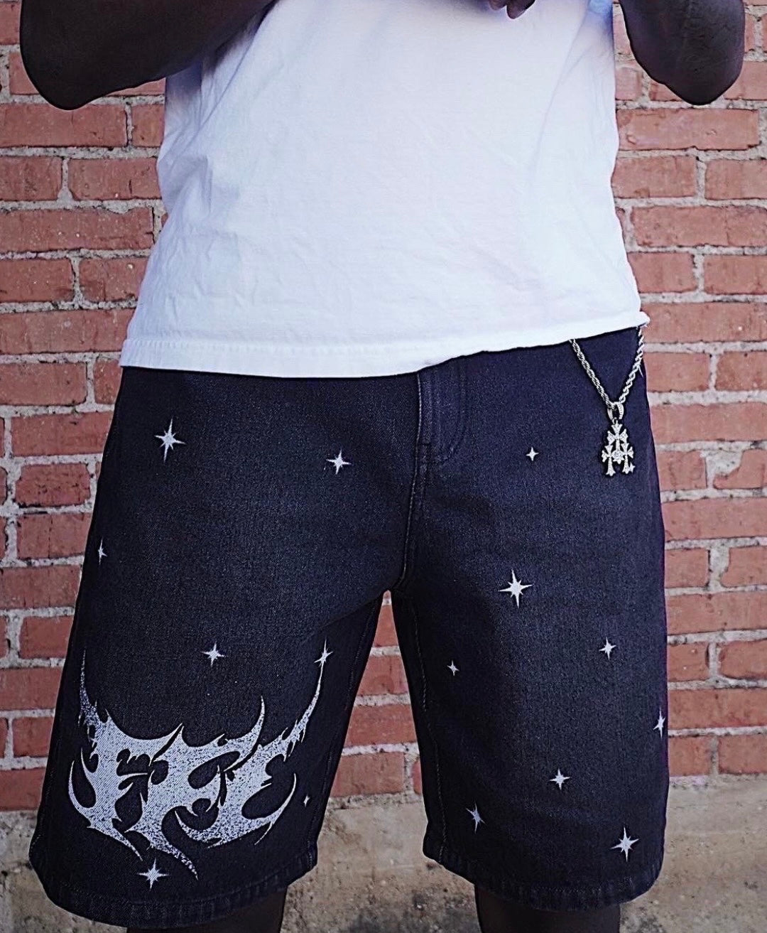 "ROOTED" TFL JEAN SHORTS
